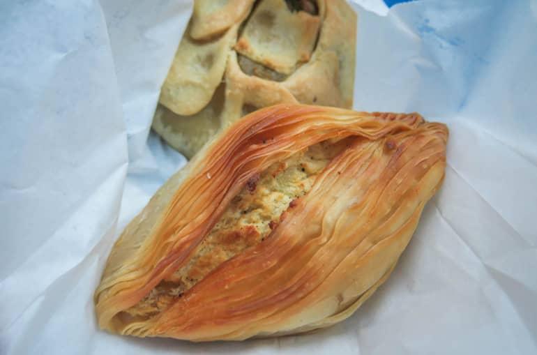 A cheese-filled Pastizzi. The flaky pastry pockets are a Maltese specialty.