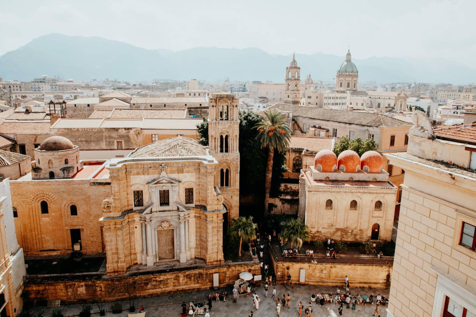 View of downtown Palermo with many old buildings.