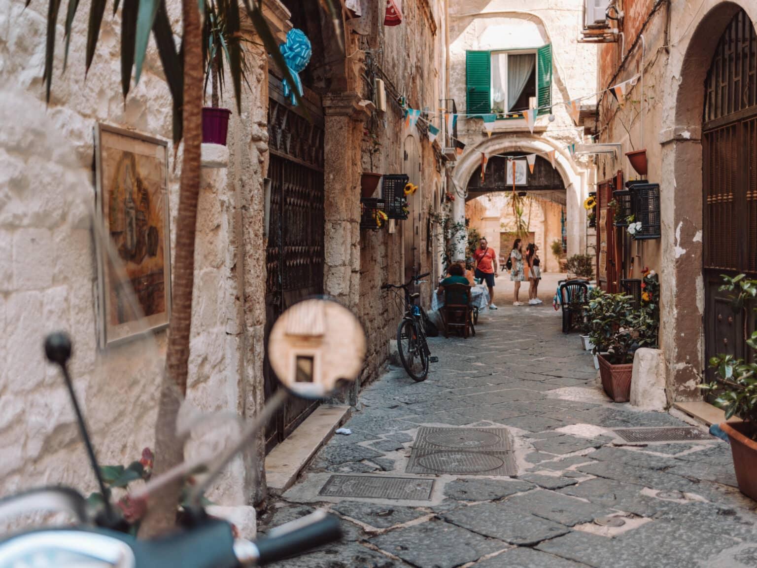 An old alley in the city of Bari, Italy.