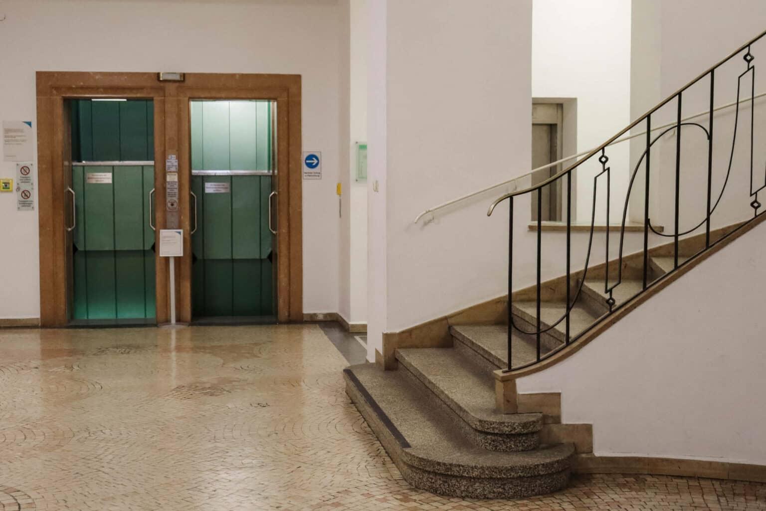 One of the few Paternoster lifts in a building in Munich.
