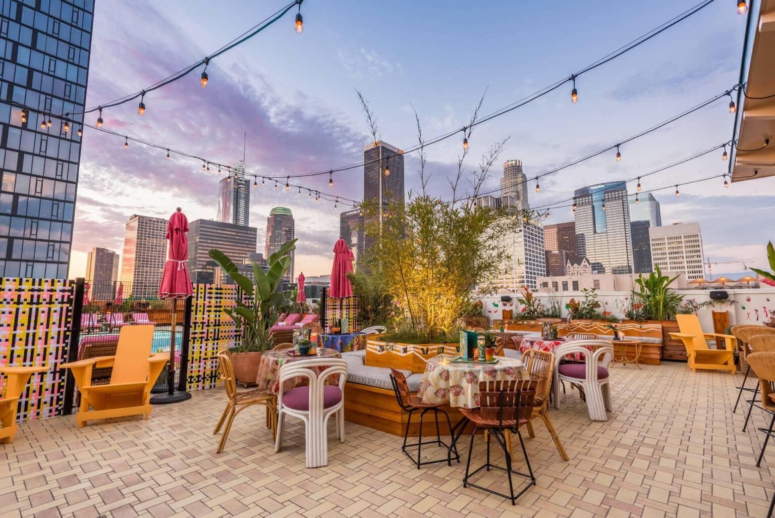 The Freehand La Roof Terrace hostel invites you to relax on the rooftop terrace with a chill atmosphere.