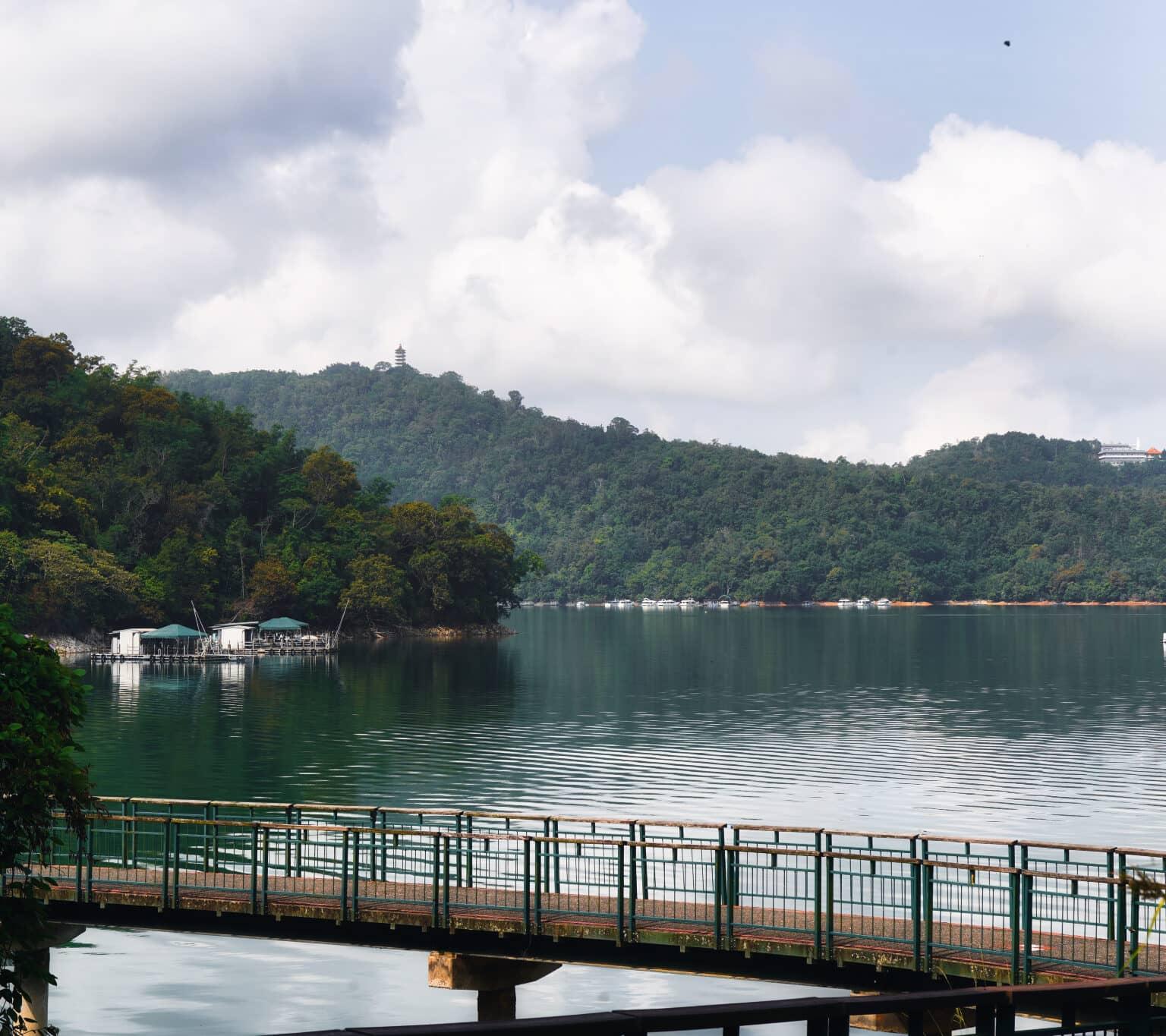 A bridge over Sun Moon Lake in Taiwan.