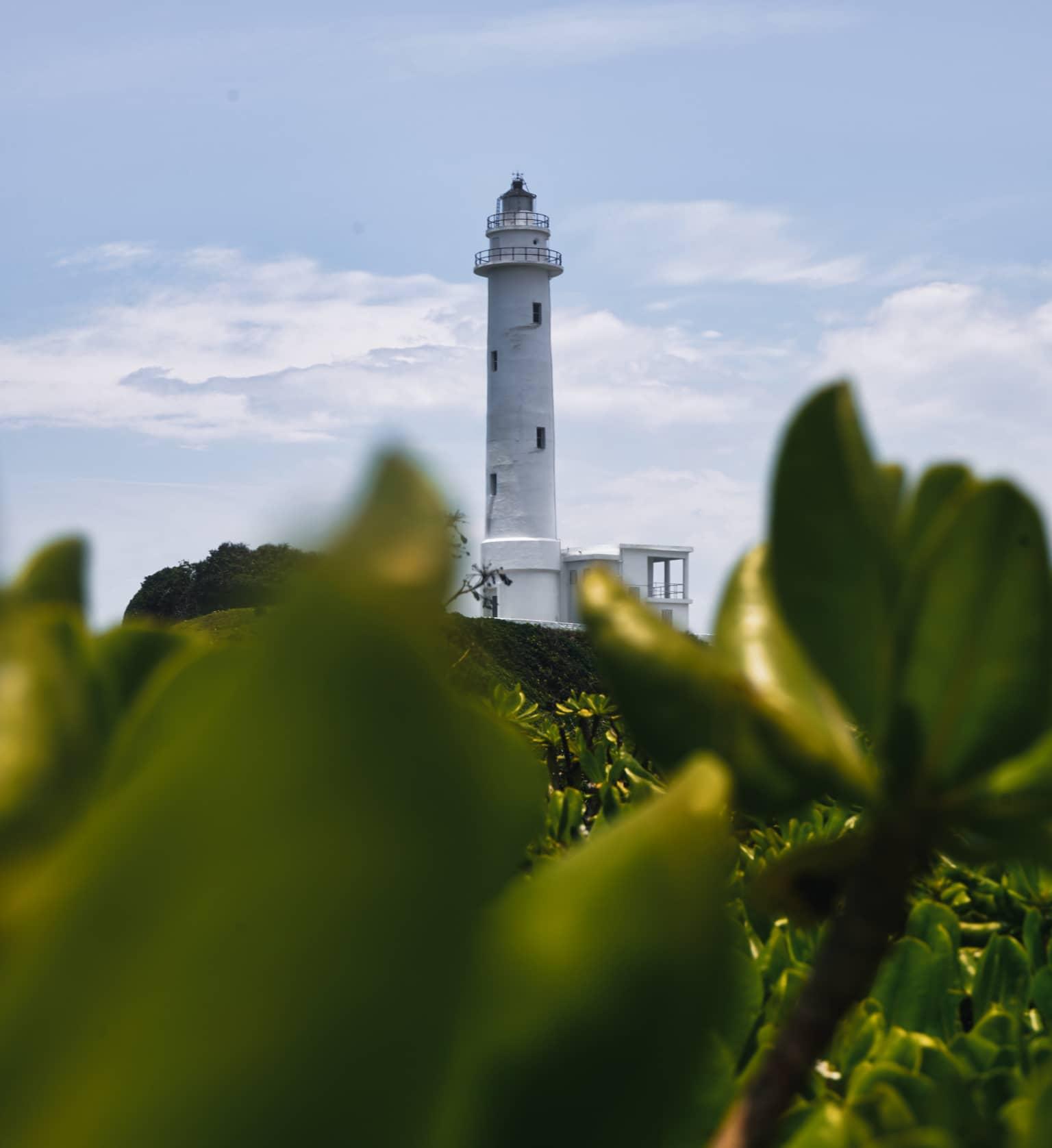 View of the white Lyudao Lighthouse on Green Island.