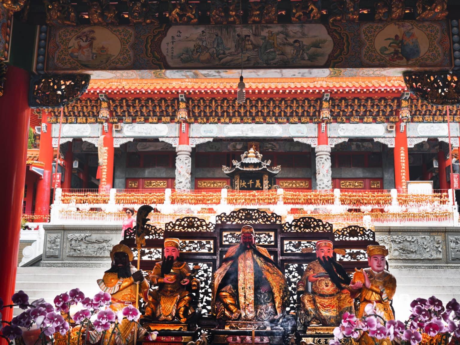 The colorful decorations in the Wenwu Temple complex in Taiwan.