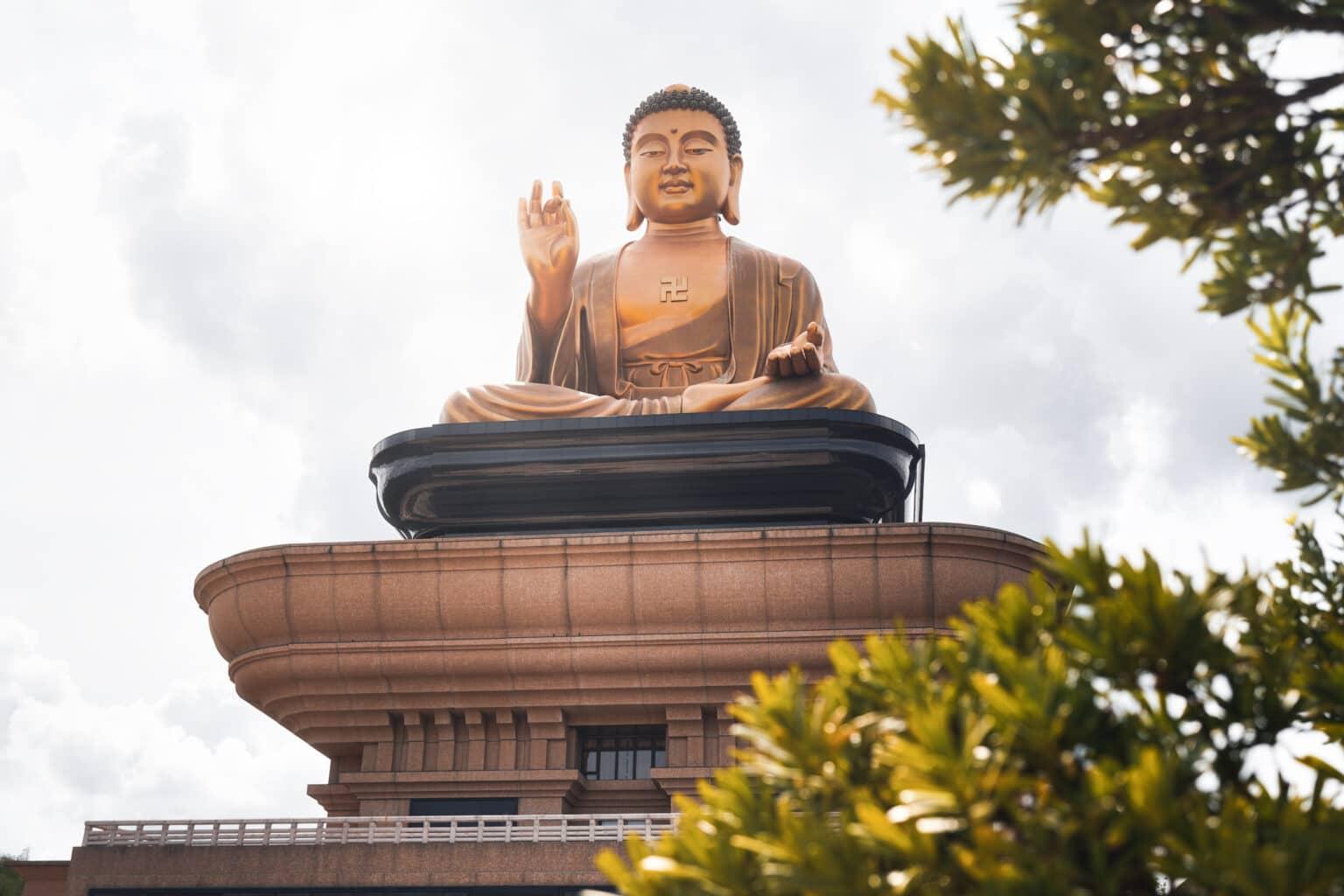 The largest sitting Buddha statue in the world on a building in the city of Fo Guang Shan, Taiwan.