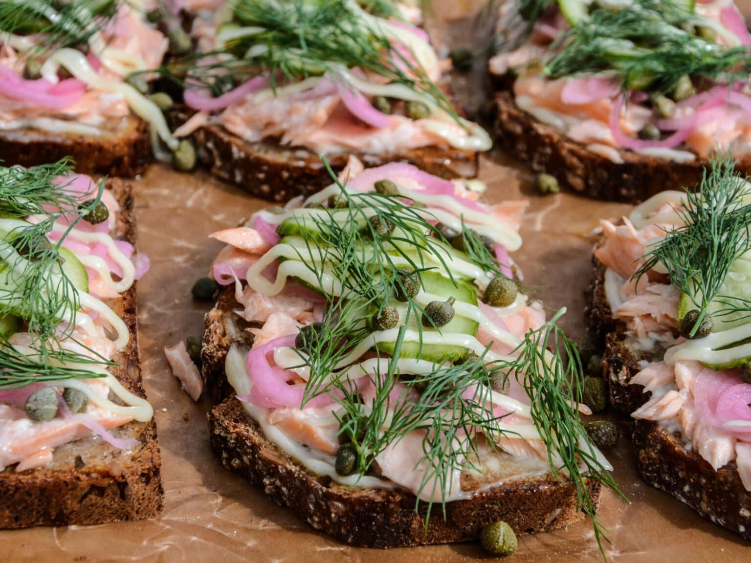 Open-faced sandwiches are an essential part of Swedish cuisine.