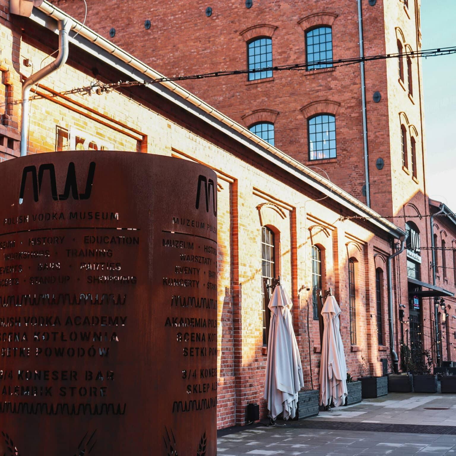 The Vodka Museum in Praga is located in an old brick building.