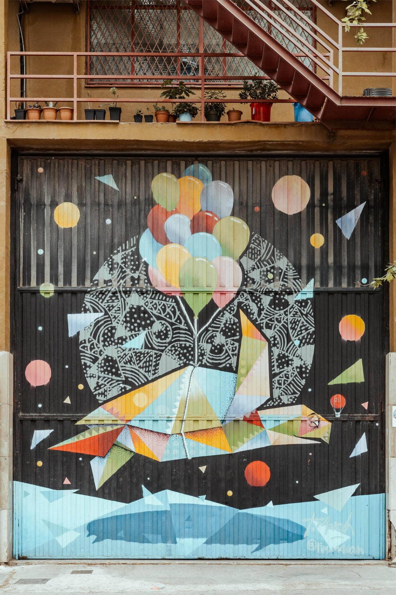 En el barrio de Poblenou en Barcelona se puede encontrar un montón de genial arte urbano.