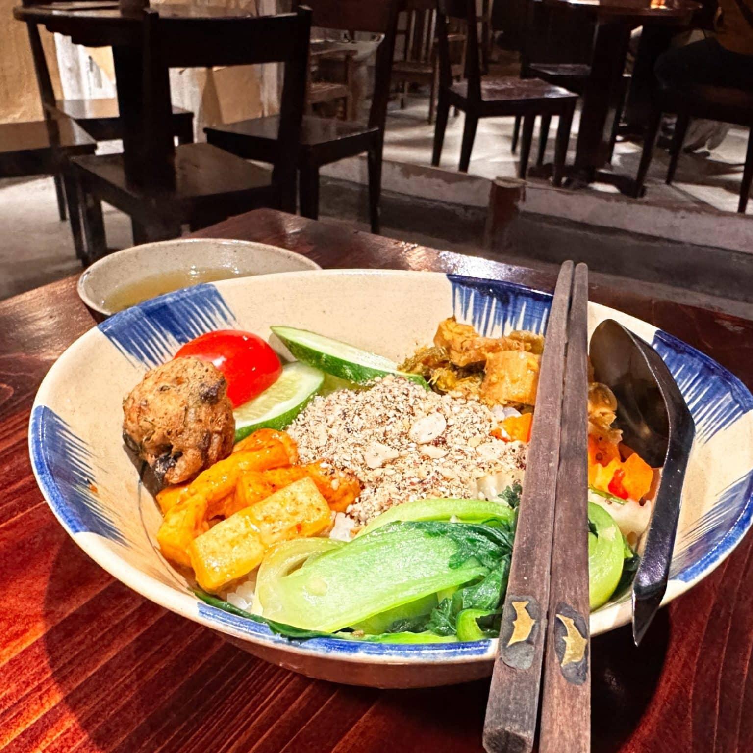 A vegan dish at Thong Dong Vegan restaurant in Sa Pa