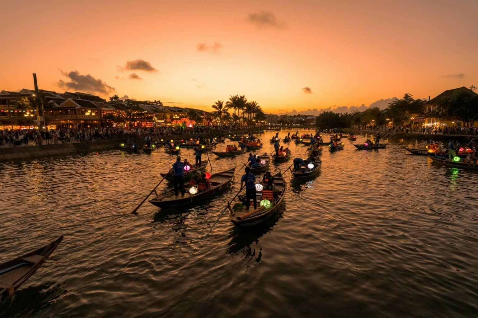 The lantern boats on the Thu Bon River in Hoi An.