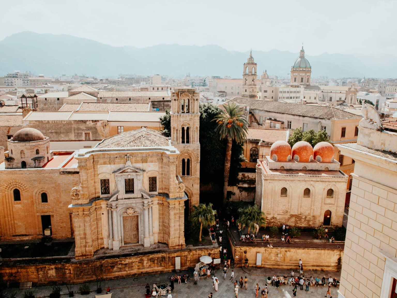 View of downtown Palermo with many old buildings.
