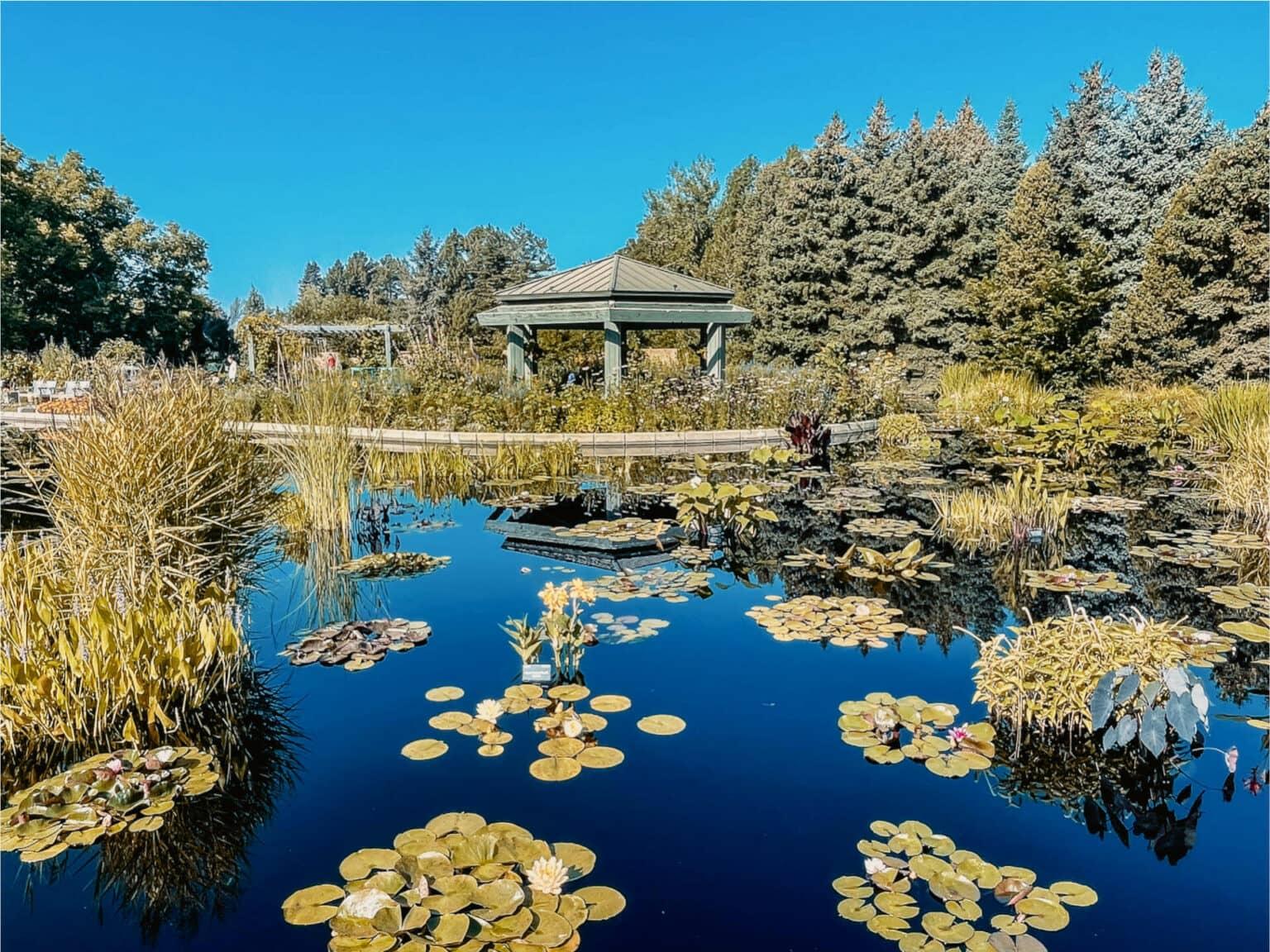 Una atracción que no te puedes perder en Denver: Los Jardines Botánicos con hermosos lagos y pabellones.