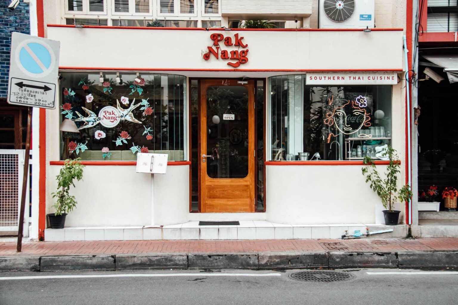 The Thai restaurant Paknang from the outside in Bangkok.