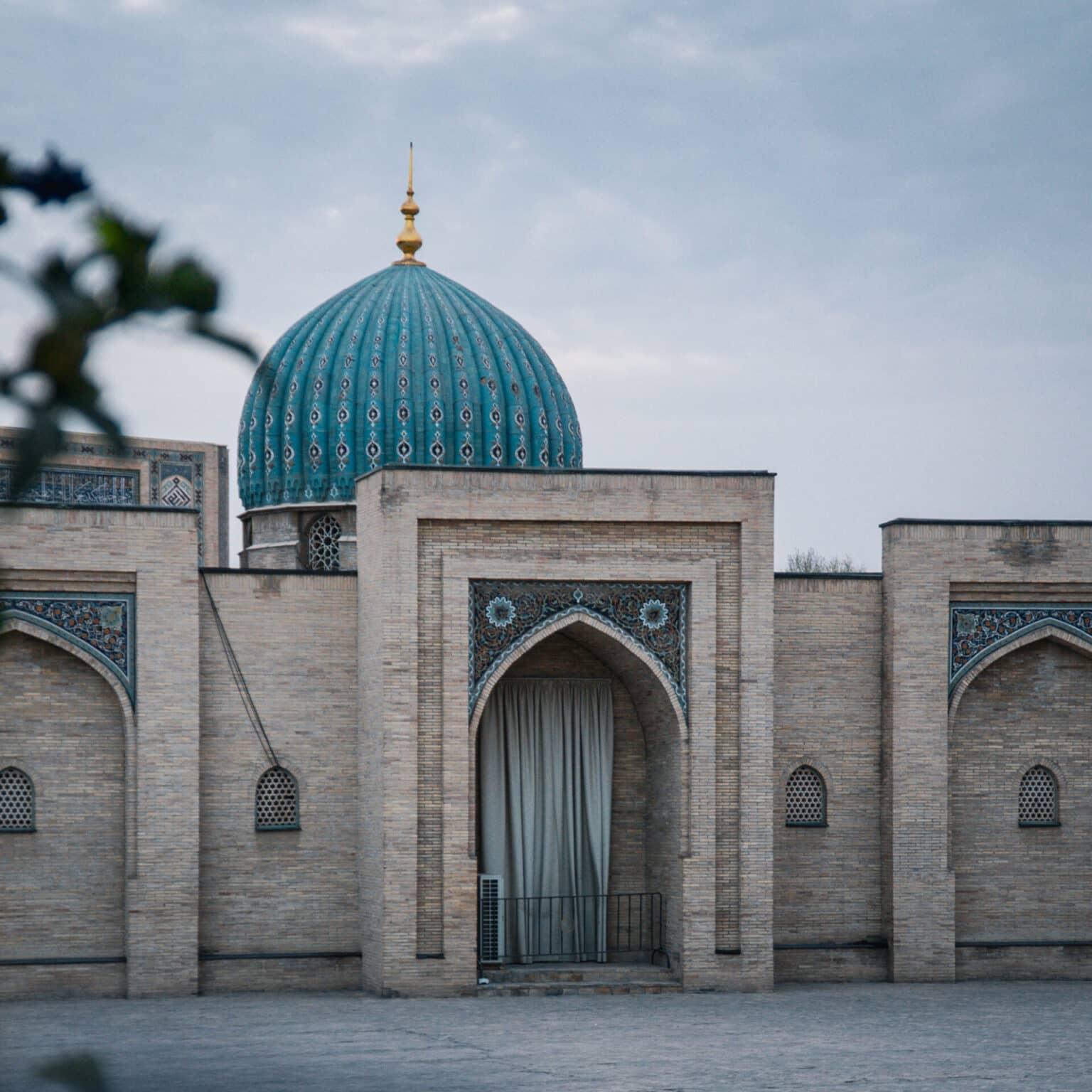 Exterior view of a building within the Hazrat-Imam Complex in Tashkent