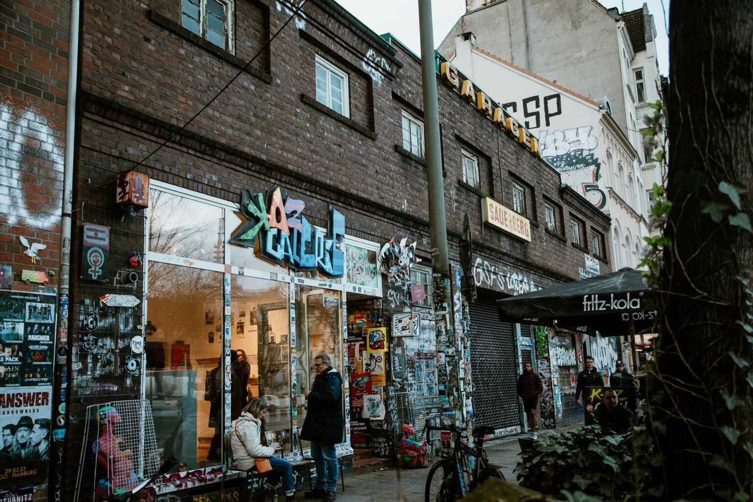 An old house with a shop, the K-OZ Gallery in Hamburg.