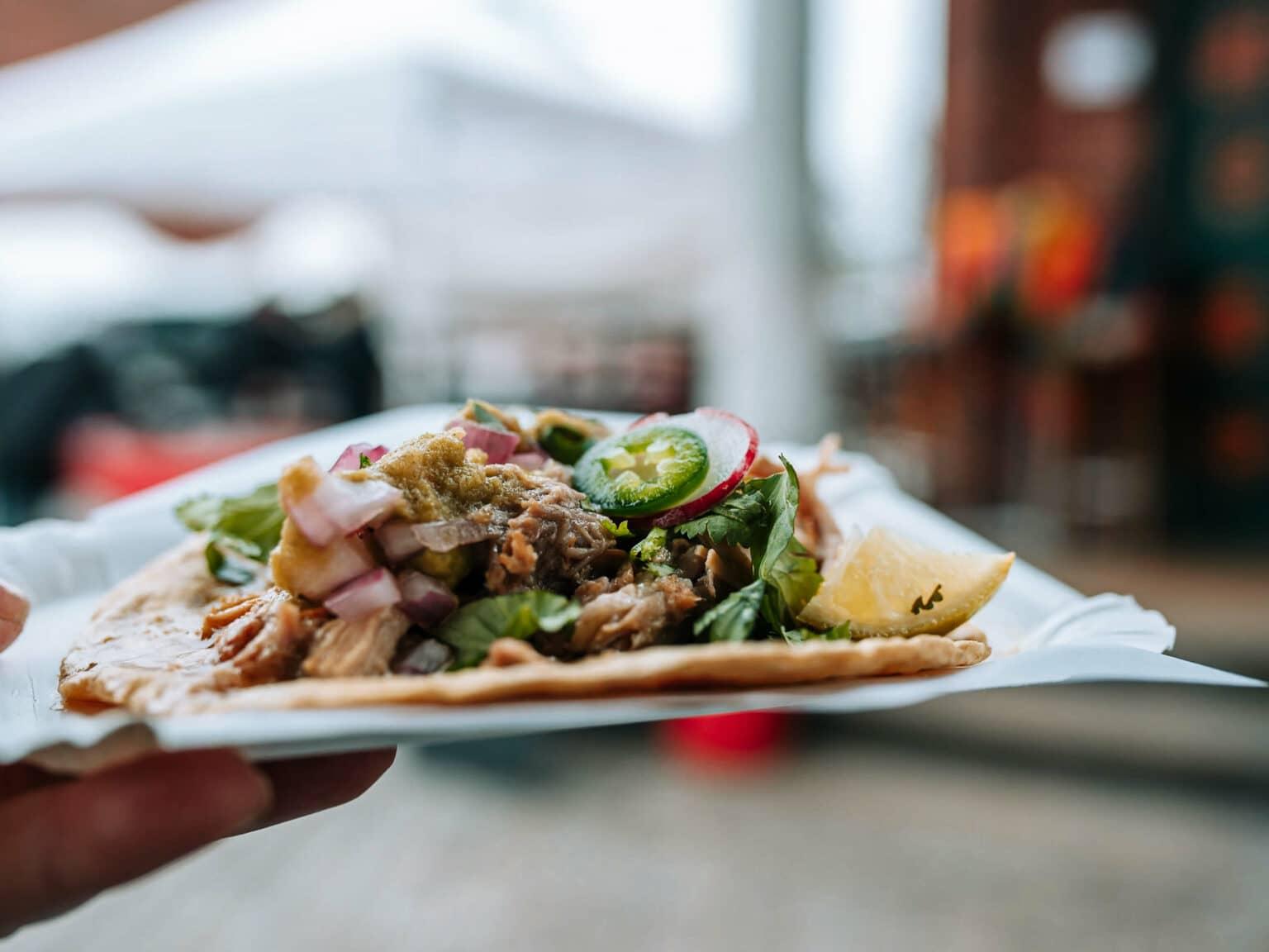 Tacos from La Casita at Flohschanze in Hamburg.