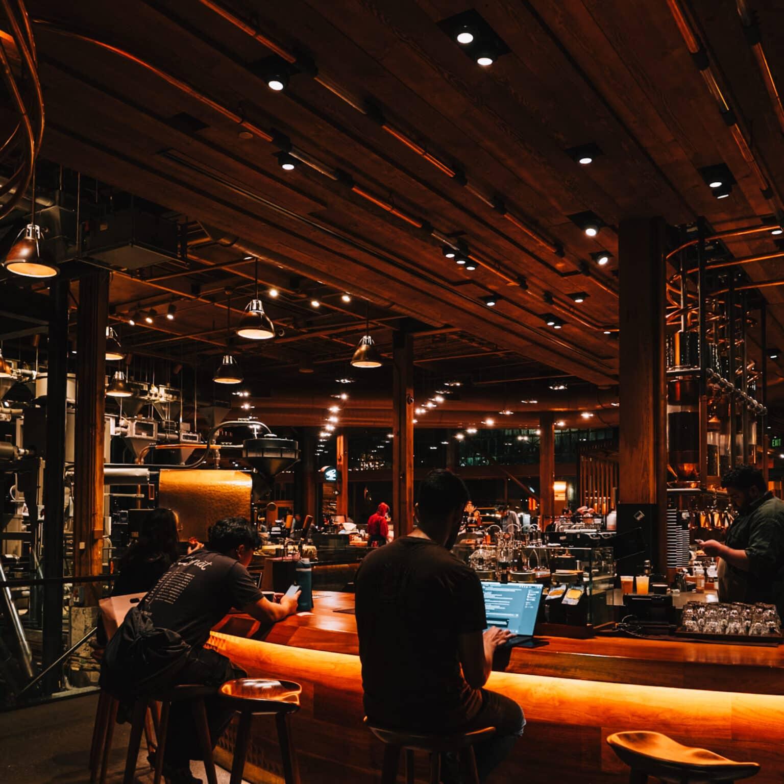 The interior of the Starbucks Roastery.