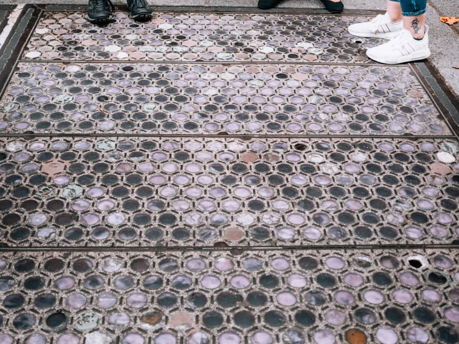 Glass blocks in the pavement serve as skylights for Seattle's underground.