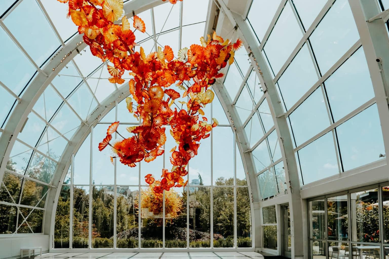 A glass sculpture by artist Dave Chihuly in Chihuly Garden and Glass.