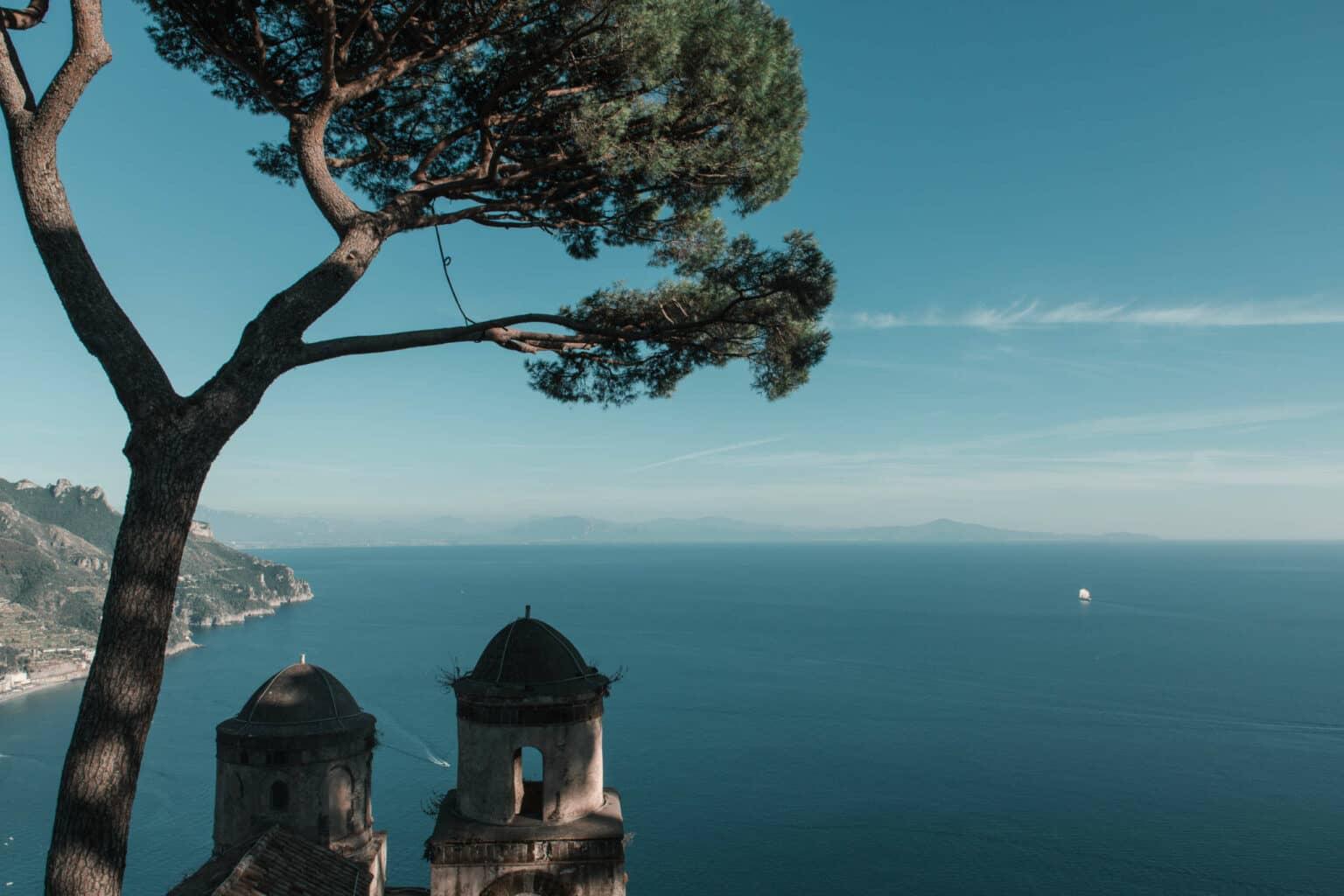 View from above of the blue sea.