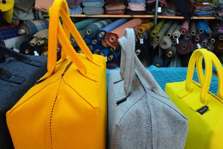 A yellow and gray bag.