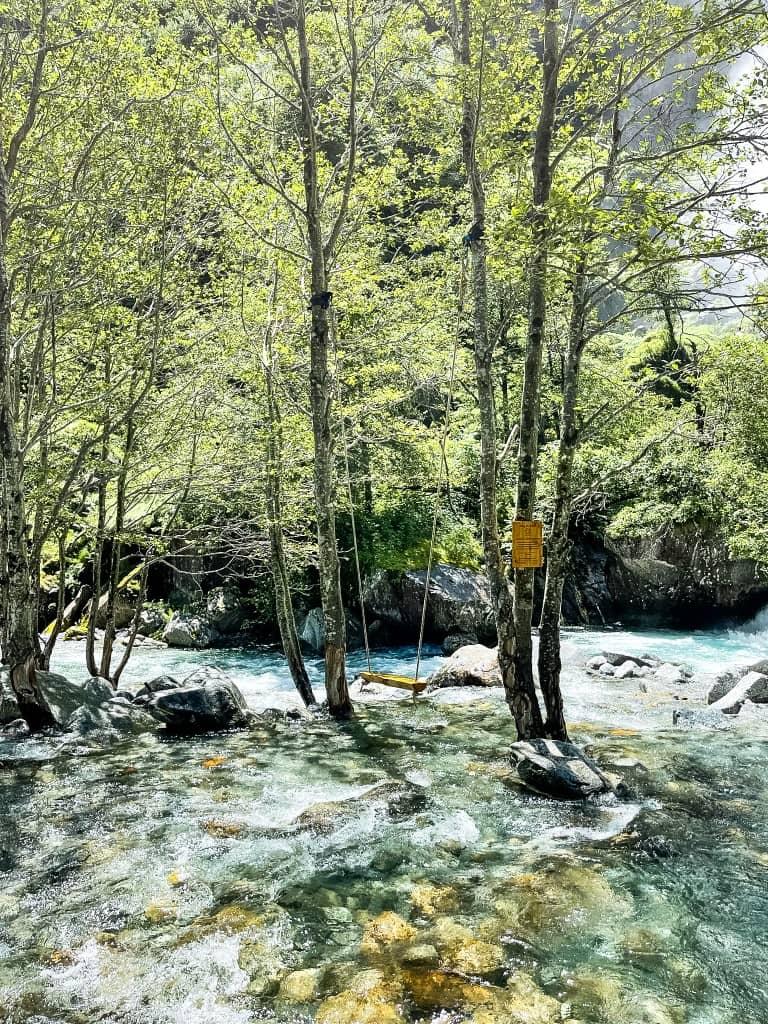 At Cascata di Foroglio, you can swing over the river at the waterfall.