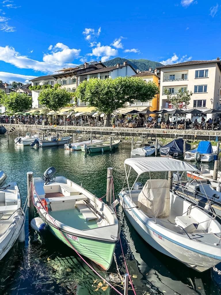 Countless boats are docked at the harbor of Lago Maggiore.