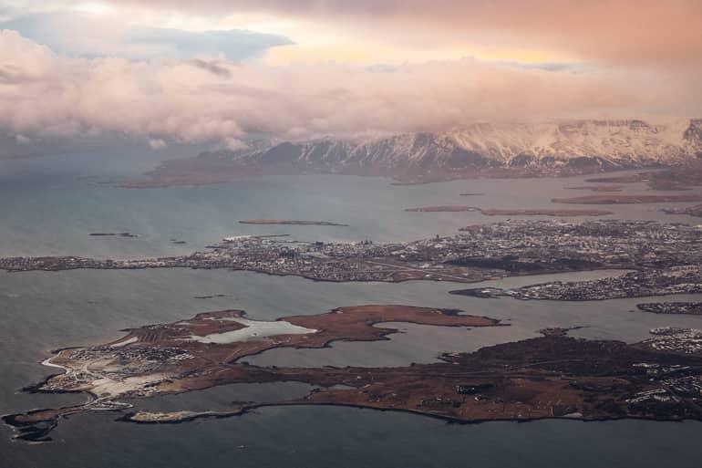 Iceland's landscape during landing