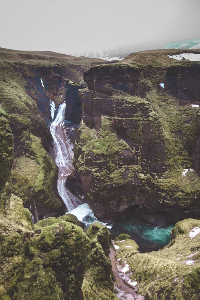 Iceland: Waterfall in the canyon