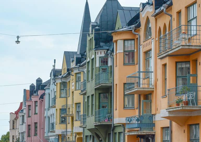 Helsinki: Colorful house facades.