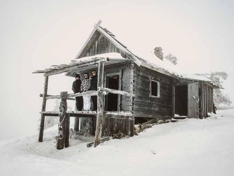 A snow-covered cabin in the Christmas Village in Finnish Lapland